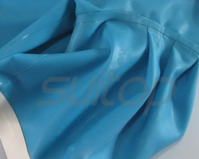 Suitop 0,4 мм латексные резиновые клееные леггинсы с передней молнией брюки - Цвет: Небесно-голубой