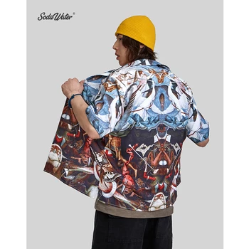 

SODA WATER 2019 Harajuku Hawaiian Shirt Men Printed Short Sleeve Shirt Summer Tops Blouse Streetwear Casual Oversize Shirt 9240S