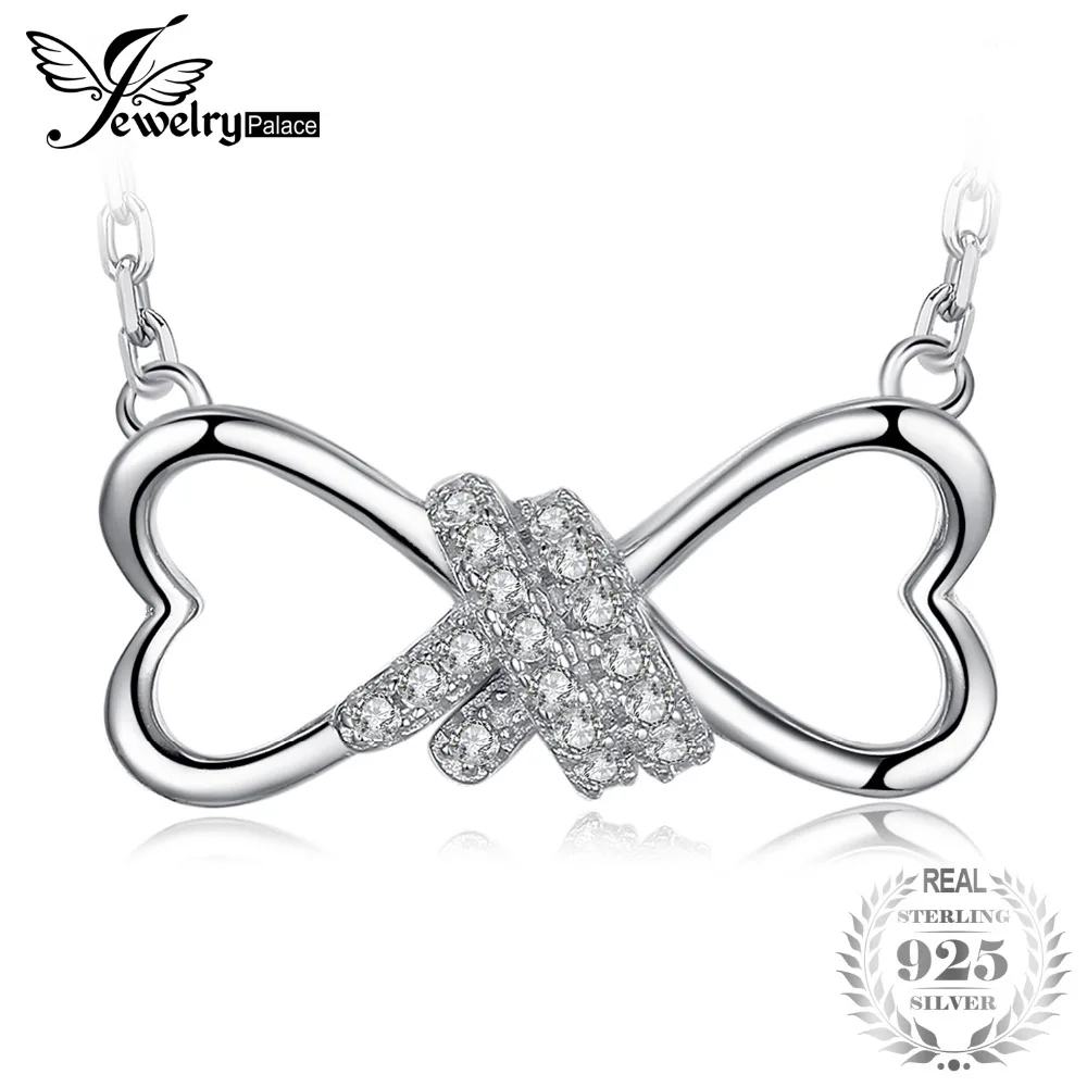 

JewelryPalace Infinity Heart Love CZ Pave Cubic Zirconia Collar Necklace 925 Sterling Silver Include A Chain For Women New Hot