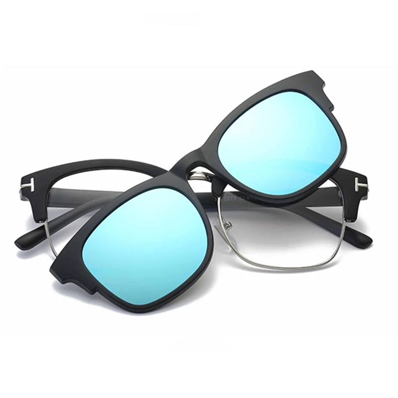 Belmon, оправа для очков для мужчин и женщин, модные поляризованные солнцезащитные очки на застежке, магнитные очки, мужские Оптические очки для близорукости RS489 - Цвет оправы: RS489 C01
