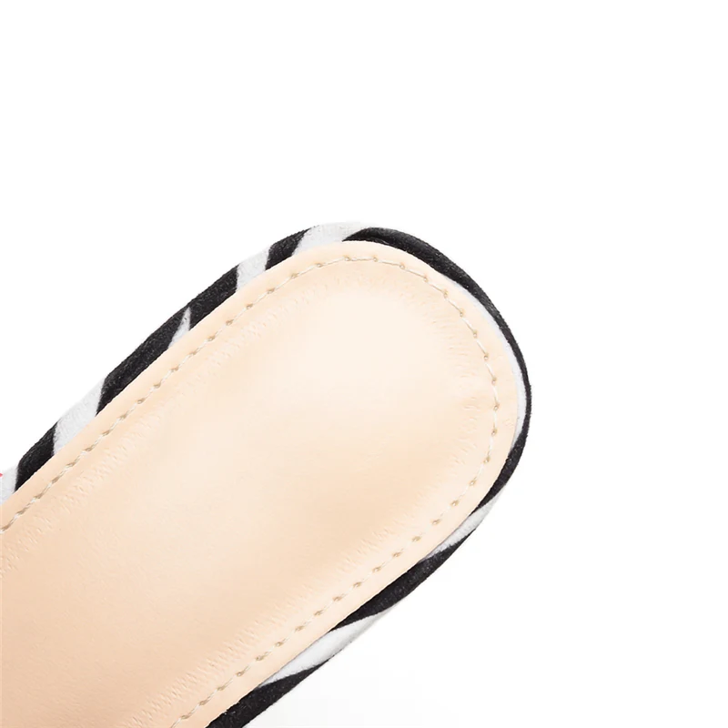 Г., женские летние босоножки на высоком каблуке 11,5 см с леопардовым принтом в виде Зебры Женские пикантные туфли-лодочки женские туфли из флока с эластичным ремешком на шпильке
