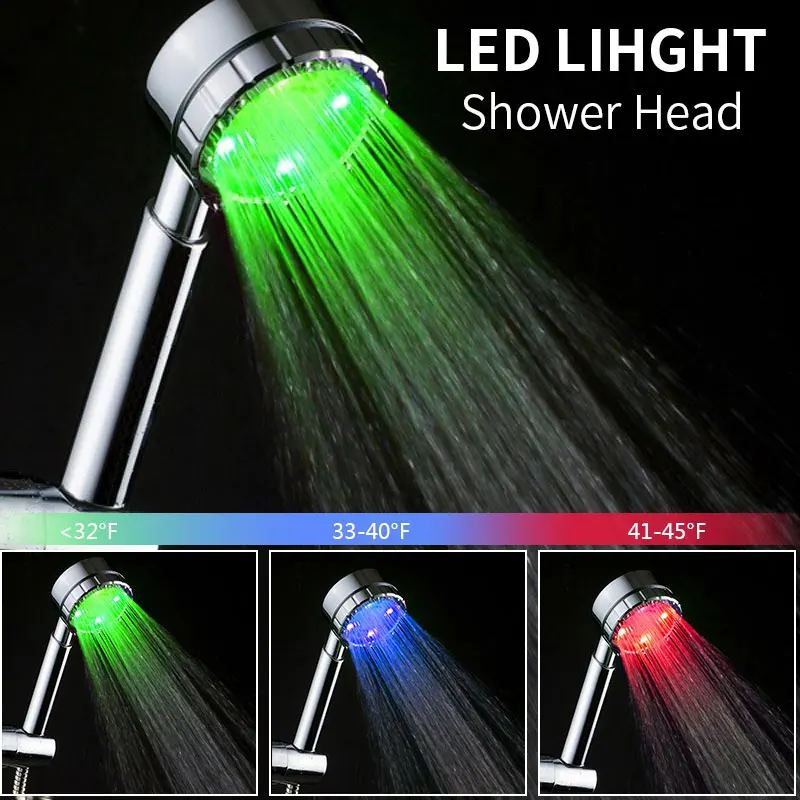 

Led Light Shower Head Temperature control tricolor High Pressure shower head water saving Shower heads for bathroom