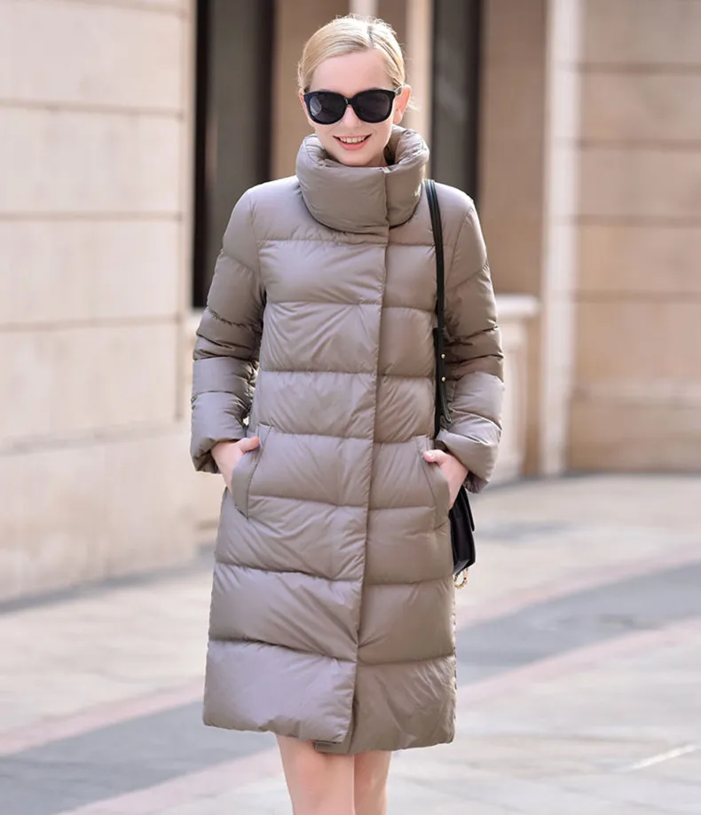 Добавить ультра согреться белый пуховик высокое качество утолщение свободные осень зима для женщин ватные куртки парки тонкий пальто класса люкс - Цвет: Серый