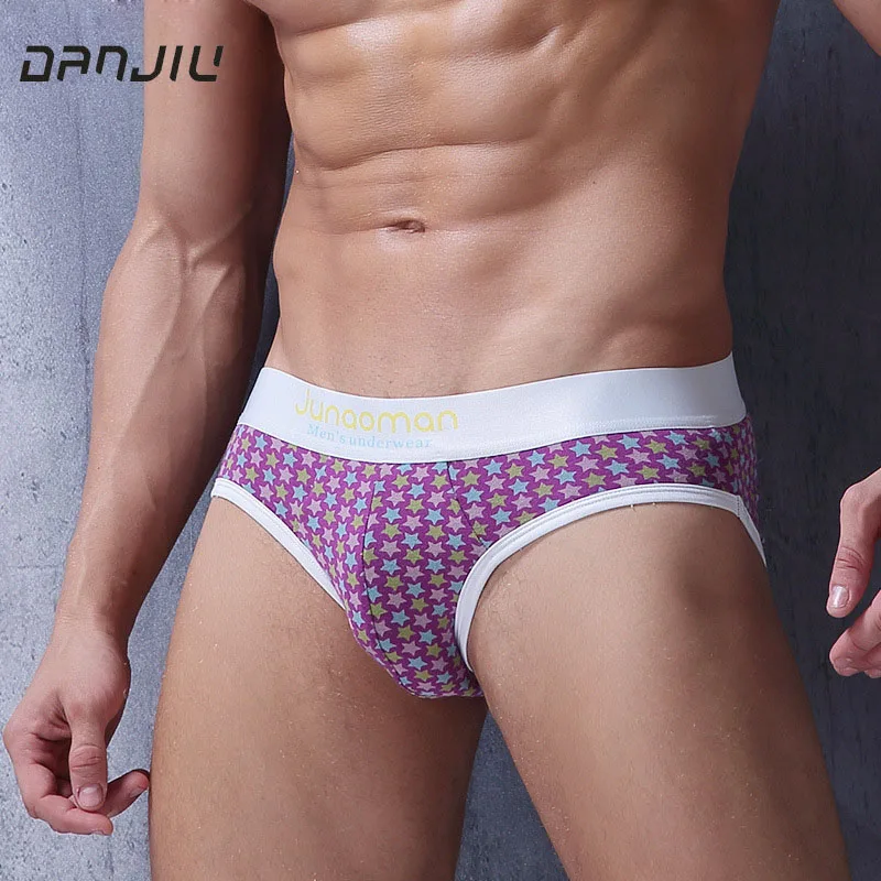 

DANJIU Stars Printing Underwear Men Fashion Underpants Sexy Cotton Breathable Soft Cuecas Man U Convex Masculinas Calzoncillos