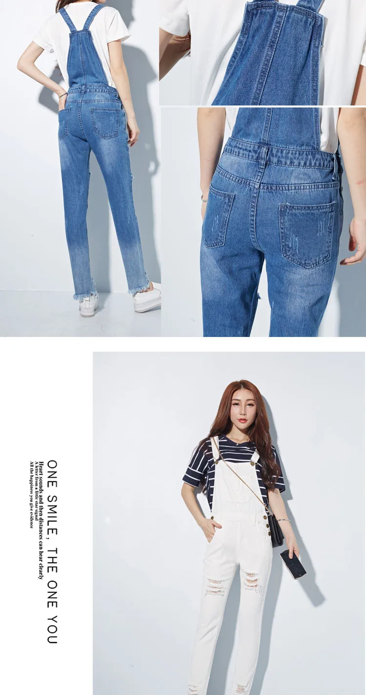 HCYO Fashion Jumpsuit Female Denim Overalls for Women Bodysuit salopette femme En Jean Women Ripped Hole Denim Jumpsuits Rompers (7)