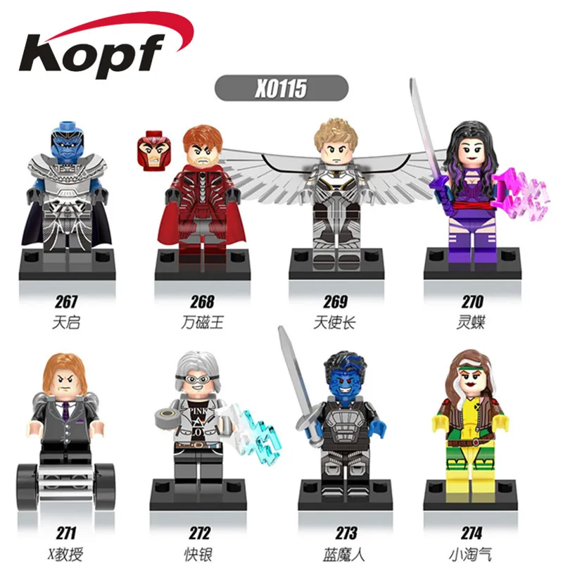 

Single Sale Super Heroes X-Men Apocalypse Magneto Wolverine Rogue Professor X Sabretoot Building Blocks Children Gift Toys X0115