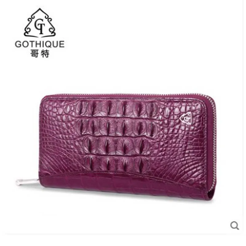 

gete 2019 New Thai crocodile leather handbag for lady leather long purse large capacity multi-card handbag for lady handbag