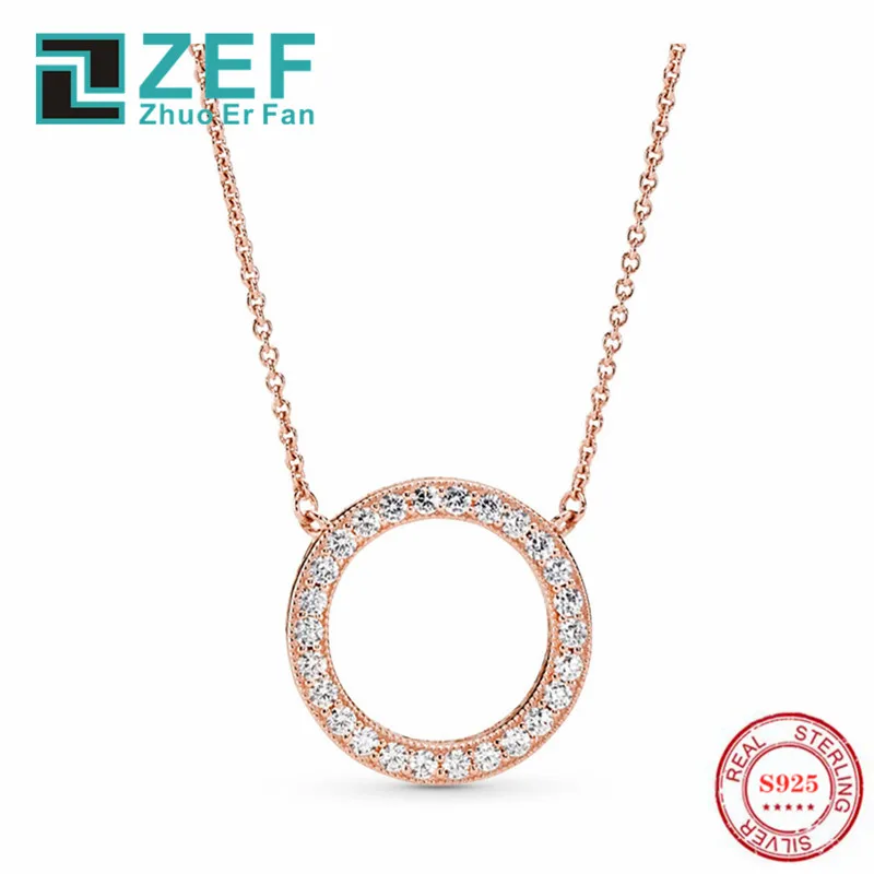 

ZEF pan 925 sterling silver necklace for women,round shape classic elegance, luxurious and original jewelry