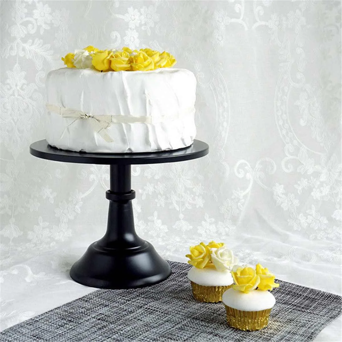 10 Inch Round Cake Stand Pedestal Black Dessert Holder Exquisite Metal Iron Cake Rack Base Wedding Party Birthday Cupcake Holder