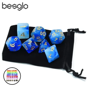 

Transparent Dice Set for Dungone and Dragons DnD RPG MTG with Black Drawstring Pouch D4 D6 D8 D10 D% D12 D20