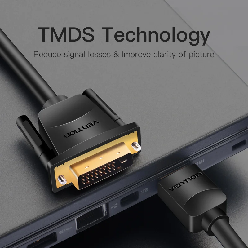 Vention Кабель HDMI-DVI 1m 2m 3m 5m DVI-D 24+ 1 Pin поддержка 1080P 3D Высокоскоростной HDMI кабель для lcd DVD HDTV xbox проектор PS3