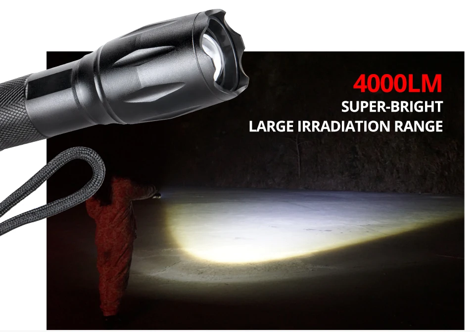 Rechargeable Led Flashlight Torch CREE XML T6 Zoomable Powerful Tactical Flashlight 18650 For Hunting Outdoor Camping Lantern (7)