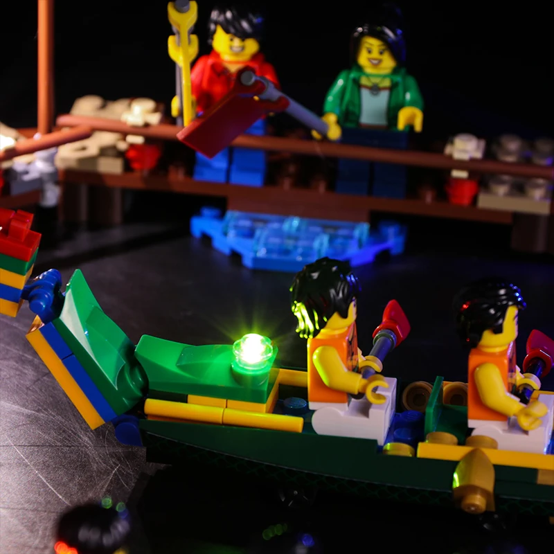Vonado освещение строительный блок для Lego 80103 китайский сезонный набор дракон лодка