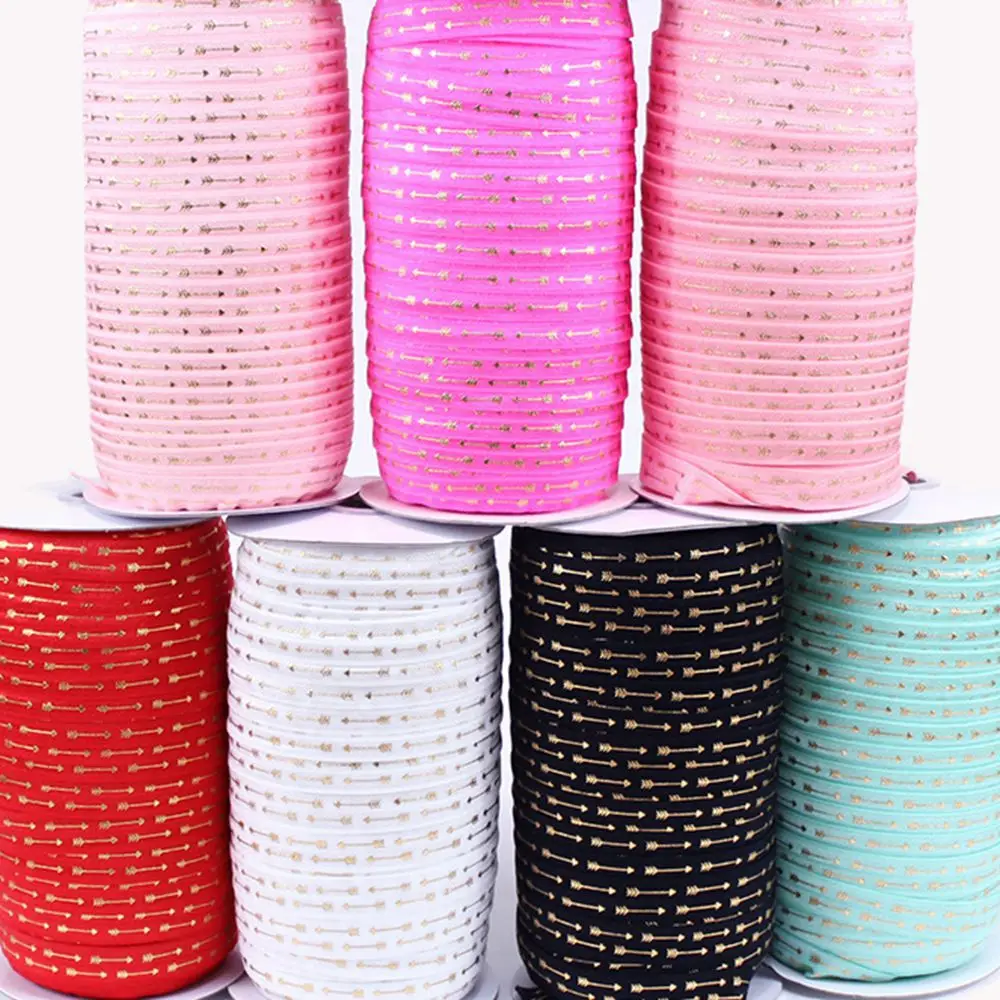 5-8-gold-foil-arrows-foe-fold-over-elastic-100yards