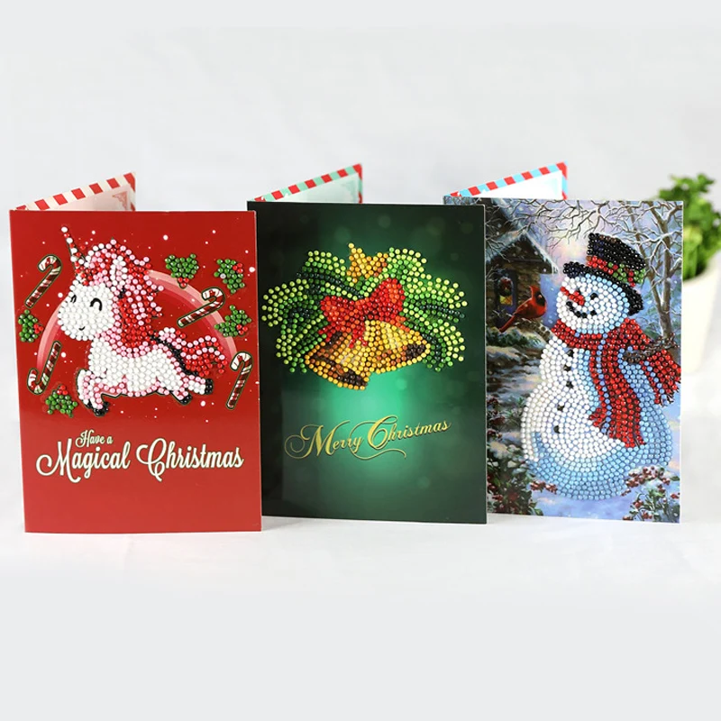 8 Styles 5D Diamond Painting Greeting Cards Wedding Birthday Merry