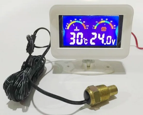 12 v/24 v широкоформатный цветной автомобильный термометр для воды/вольтметр с датчиком температуры(диаметр M10