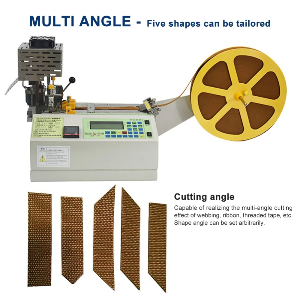 XL-120H автоматическая машина для горячей резки с несколькими углами для резки ленты с ЖК-дисплеем нейлоновые шнурки для обуви тканые сумки 1-70 мм