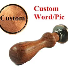 Mdlg Винтаж индивидуальный заказ ваш Дизайн письмо изображение логотипа персонализированные свадебные приглашения Воск печать штамп палисандр ручки комплект