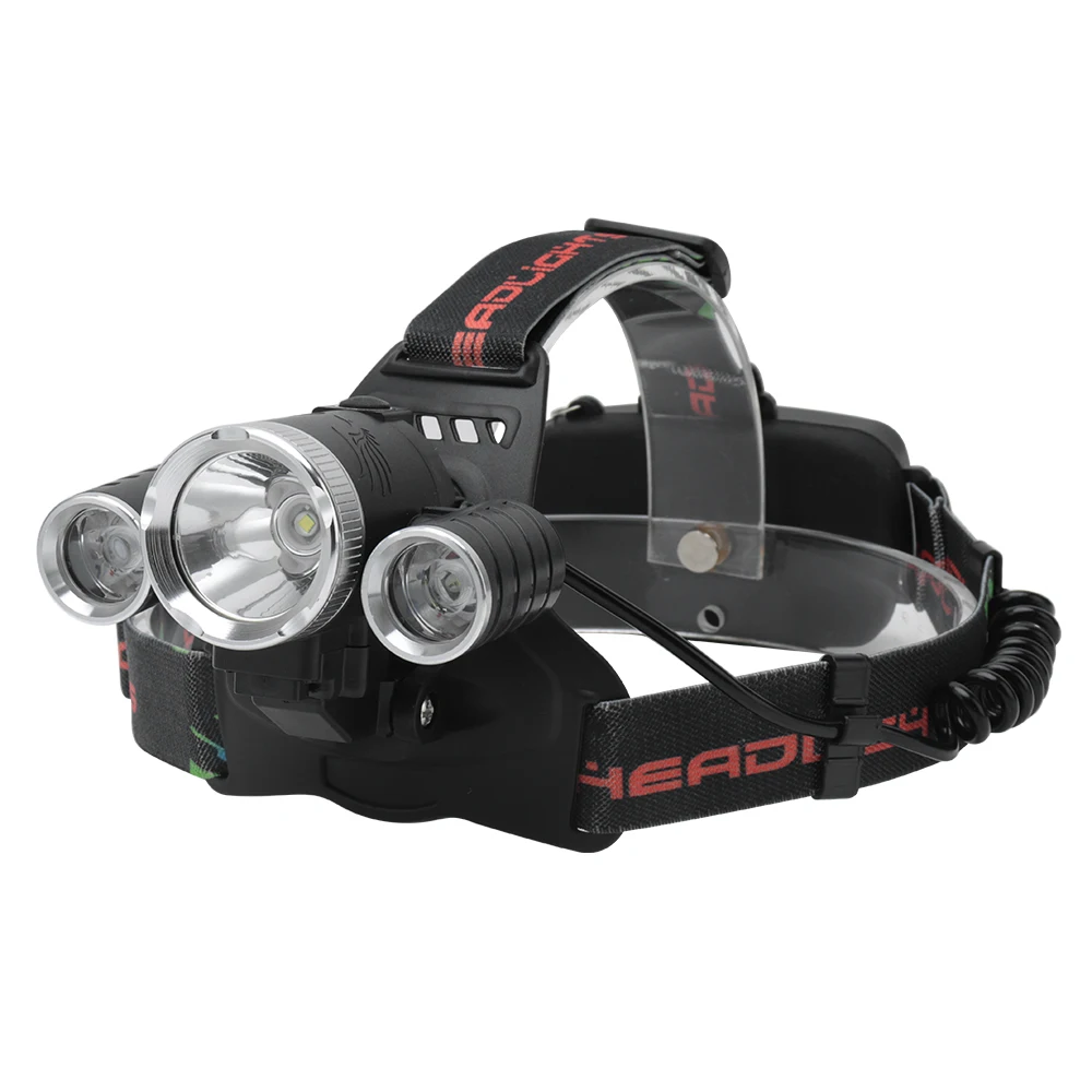 BORUiT 3000lumens T6+2*R2 LED Headlamp 4-Mode Rechargeable Headlight Waterproof Head Torch Outdoor Bicycle Light 18650 Battery
