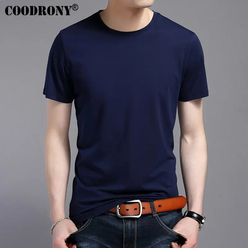 

COODRONY 2017 Summer New Arrival Short Sleeve T-Shirt Men 100% Cotton T Shirt Men Classic All-Match Solid Color O-Neck Tee S7606