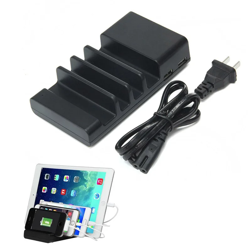 Universal 4 Port Multi USB Home Charging Station Stand Desktop Charger Dock Adapter For iPhone Samsung