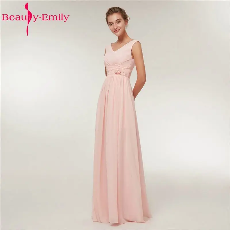 Beauty Emily Pink Long Simple Chiffon Evening Dresses 2019 Women Formal Long Evening Party Prom Dresses Evening Gowns Beauty Emily Pink Long Simple Chiffon Evening Dresses 2019 Women Formal Long Evening Party Prom Dresses Evening Gowns