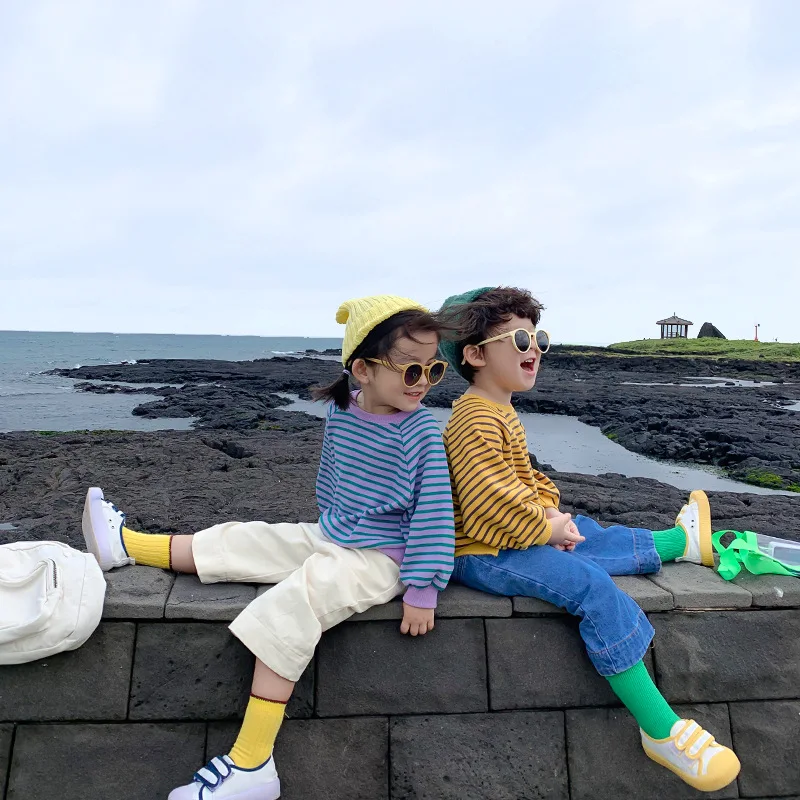 

Striped Boys Sweatshirt 2019 Autumn Kids Cotton Shirt Children O-neck Hoodies & Sweatshirt Long Sleeved Baby Loose Casual Tops