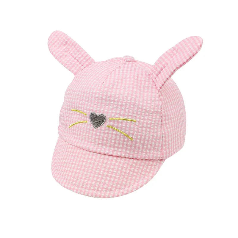 Casual Plaid Baby Cap Cotton Baby Boys Hat Rabbit Ears Baby Hat For Girls Cute Cat Sun Hat Spring Summer New Baby Boy Clothing (23)