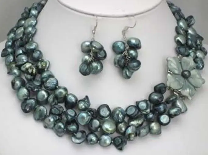 

Wholesale 100% Natural jewelry Beautiful real pearl necklace match shell clasp earring (A0516) -Top quality free shipping