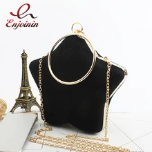 В форме сердца, металлическая модная женская сумочка клатч с искусственным мехом, женская сумка через плечо, сумка через плечо