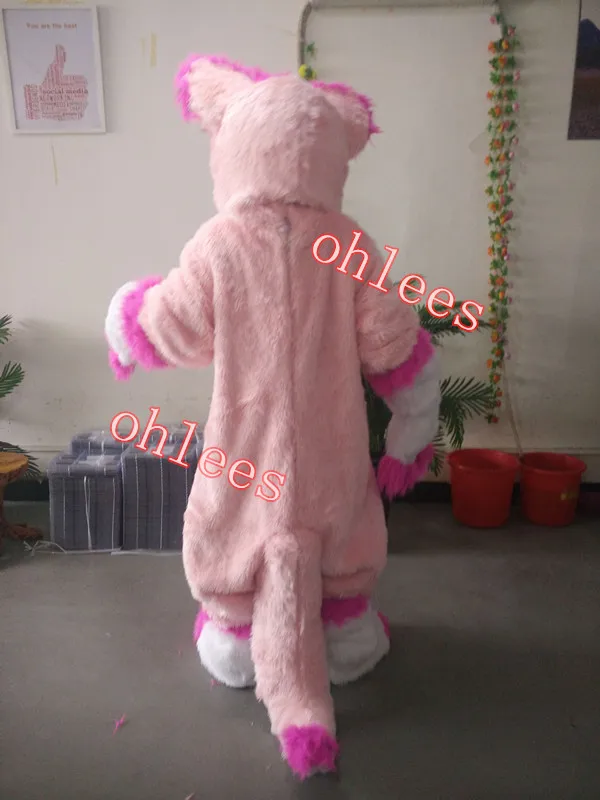 Ohlees реальное фото розовый пушистый костюм Хаски Волк Хэллоуин маскарадный