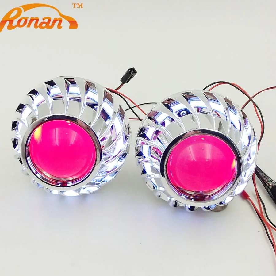 RONAN 2 5 Upgrade Bi xenon Projector Lens with DRL COB Angel Eyes Devil eyes for