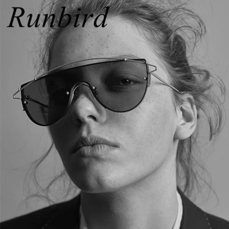 Runbird роскошный негабаритных Для мужчин близнец балки большие integrated очки Для женщин стимпанк очки бренда Дизайн Óculos De Sol UV400 262R