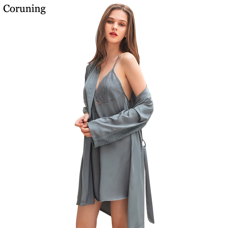 

Hollow out Lace Sleeve Sleepwear Robe Wedding Bride Bridesmaid Robes Pyjama Robe Female nightwear Bathrobe Nightdress Nightgown
