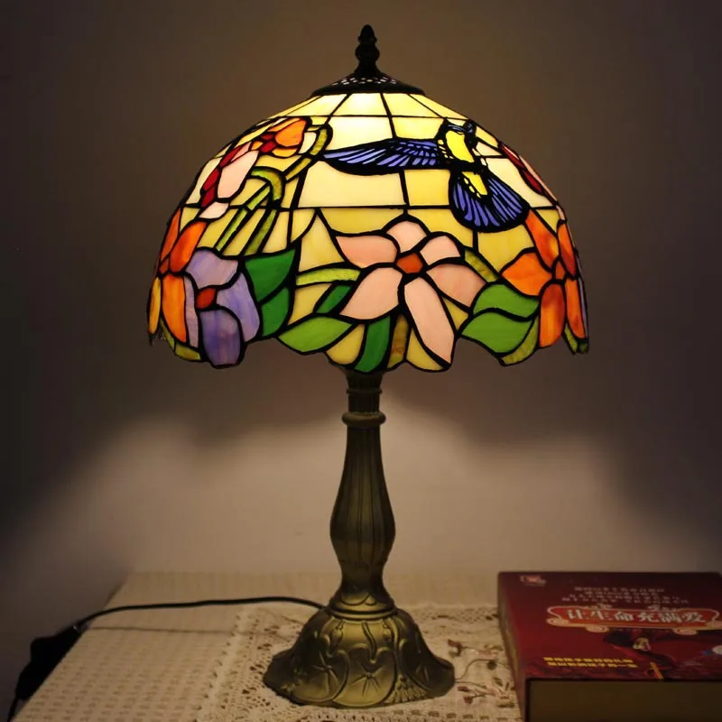 Antique tiffany table lamp colored glass shade lamp PTL019in LED Table Lamps from Lights
