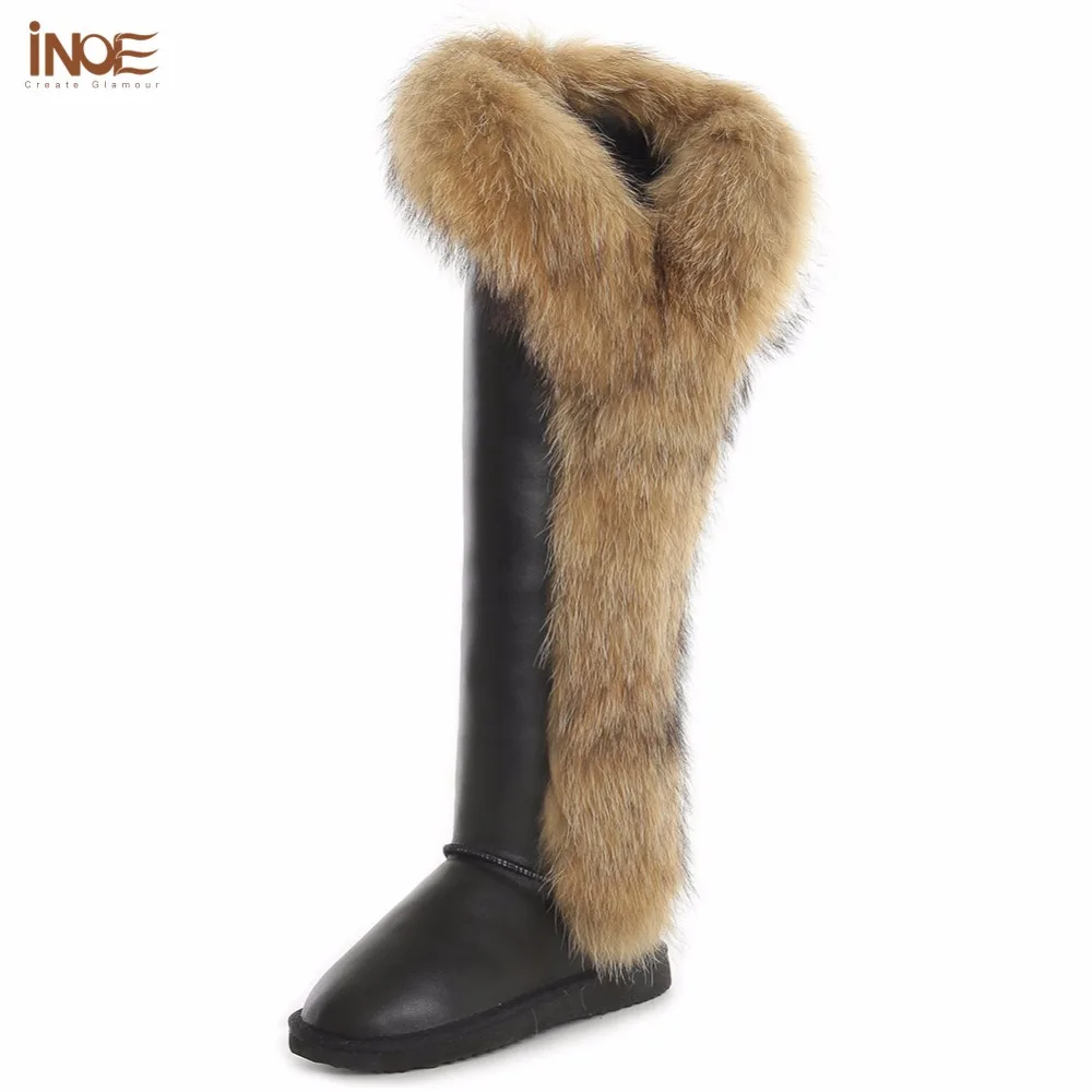 fur thigh high boots