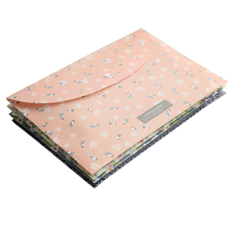 

1 Set Durable Folder Snap Floral File Bag Paper A4 School Stationery Office Supplies High Quality New