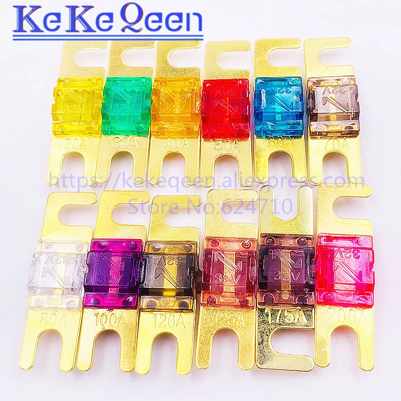 Car Fuses 1PCS-5PCS ANS FUSE 20A 30A 40A 50A 60A 70A 80A 100A 125A 150A 175A 200A ANL Gold Plated Stud Mini Car Stereo Audio car fuses