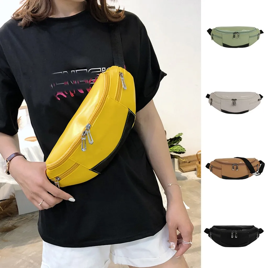 

Women Men Waist Packs 2019 new Outdoor Sport Travel Handbags Leather beach shoulder bag Leisure Messenger Crossbody Banana Bag