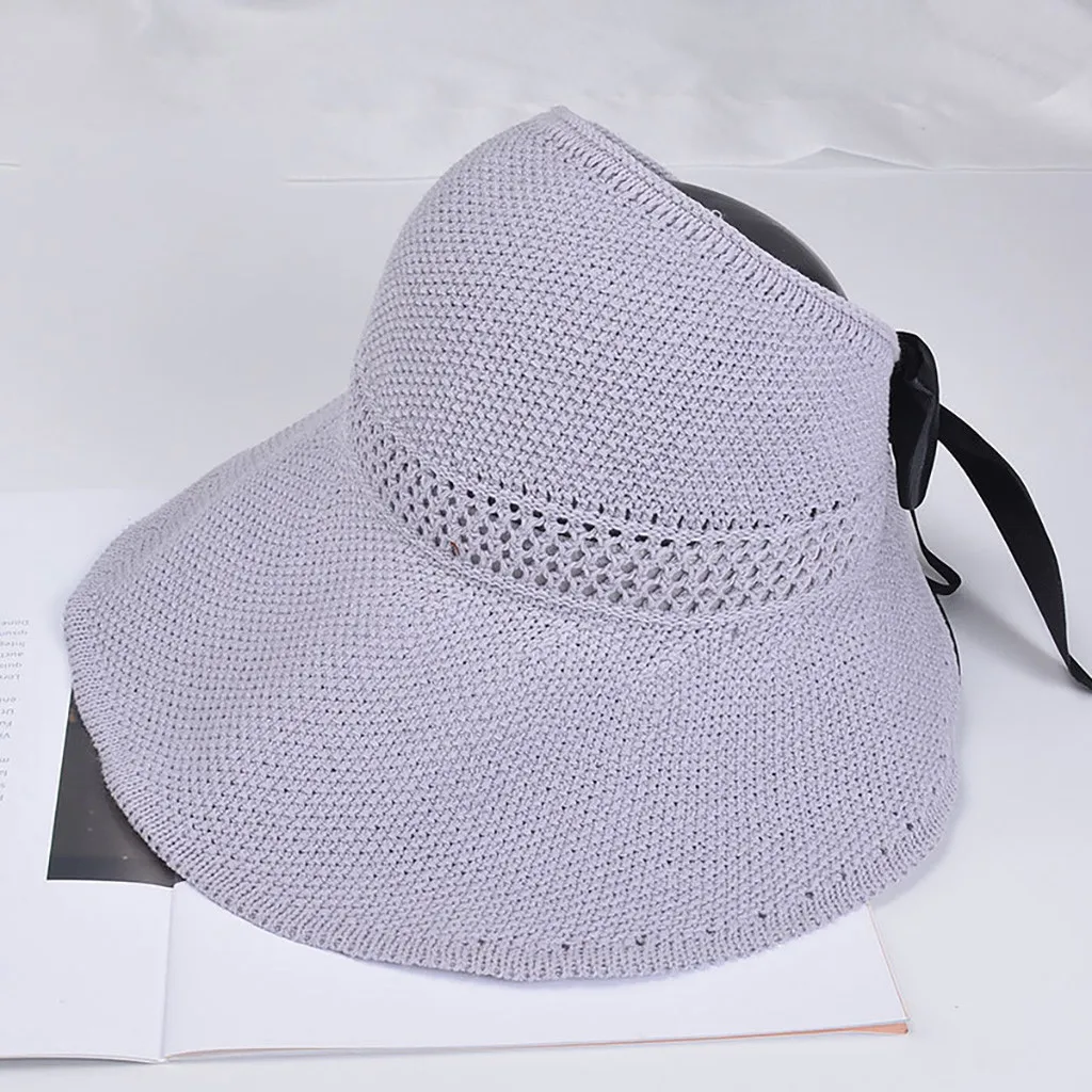 Женские шляпы от солнца, летняя соломенная шляпа с козырьком, Женская однотонная пляжная летняя шляпа от солнца с широкими полями, T424