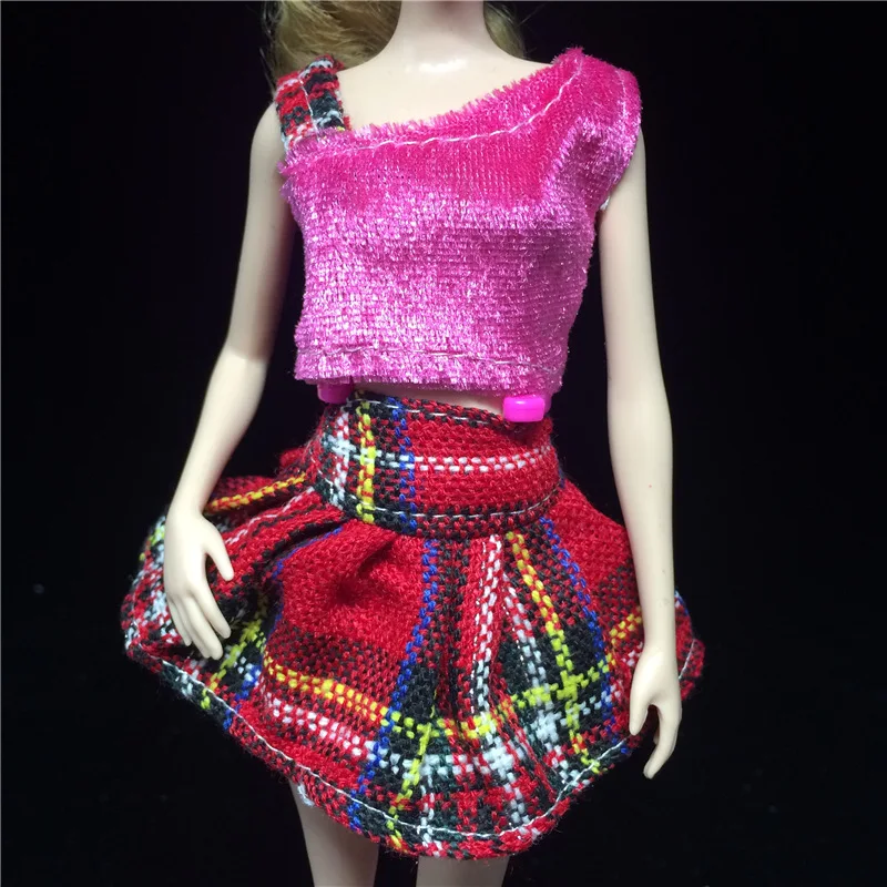 1 X Handmade Jeans Wear Set Short Skirt Knitted Dress Casual clothes For 11 Barbies Doll