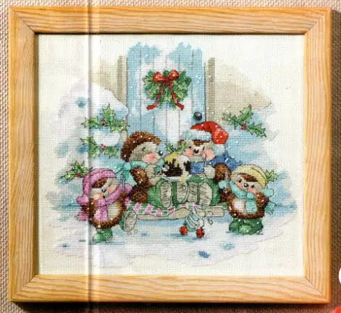 Fishxx вышивки крестом Crazy146 2cartoon [Ежик merry Christmas] печать 100% точный узор 11CT нужно