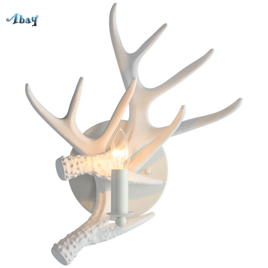 

Nordic Art Deco White Antler Led Wall Lamps Novelty Dining Room Lights vintage Living Room decoration creative resin wall light