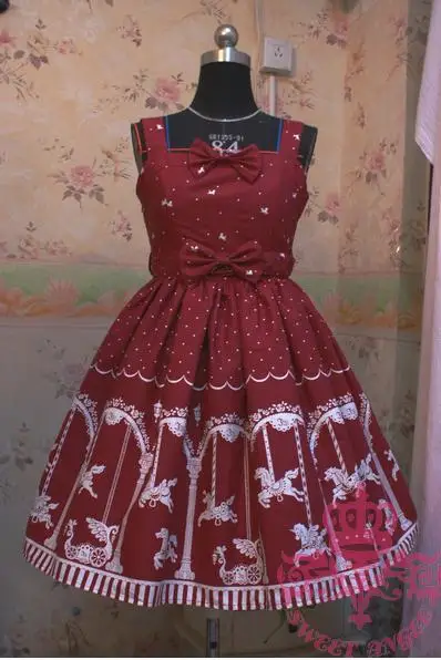 Лидер продаж сладкий японский Princesss Лолита платье коричневый хлопок АО платье - Цвет: Красный