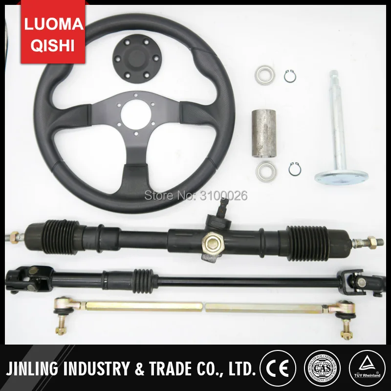 

350mm Steering wheel 630mm Rack & Pinion 610mm adjust U Joint Tie Rod Fit For China Go Golf l Kart Buggy Karting UTV Bike Parts