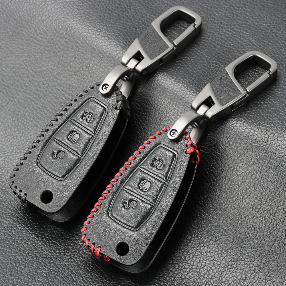 New Design Leather Car Remote Key Fob Shell Cover Case For Ford Ranger C-Max S-Max Focus Galaxy Mondeo Transit Tourneo Custom | Автомобили