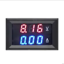 Цифровой вольтметр Амперметр постоянного тока 0-100 в 10 А, двойной дисплей, детектор напряжения, панель измерителя тока, ампер, вольтметр 0,2", красный, синий светодиодный