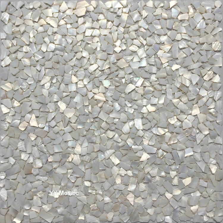 

Free Style Irregular Pure White Mother of Pearl Shell Mosaic Tile for Showroom Creative Wall Tile Floor Tile Wash Basin Backdrop