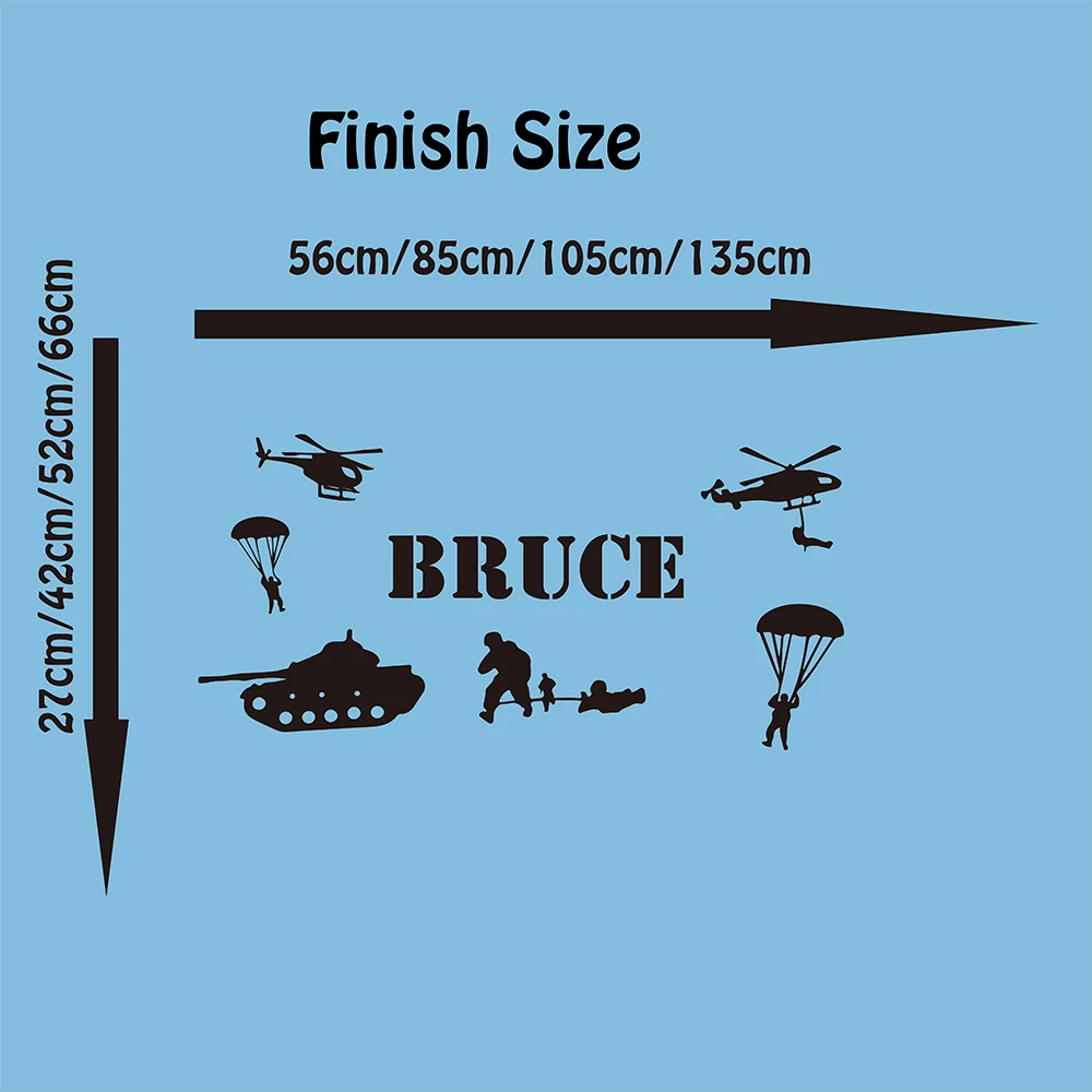 Custom Name Army Solider Wall Decal Boy Room Kids Room Personalized Name War Military Tank Helicopter Wall Sticker Playroom Art (1)