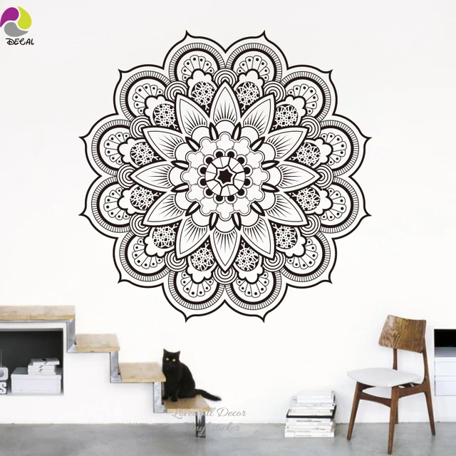 namaste mandala wall sticker living room diy yoga lotus wall decal